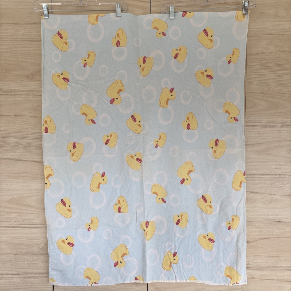 Vintage Rubber Duck Receiving Blanket 1990s 2000s 41 x 31"